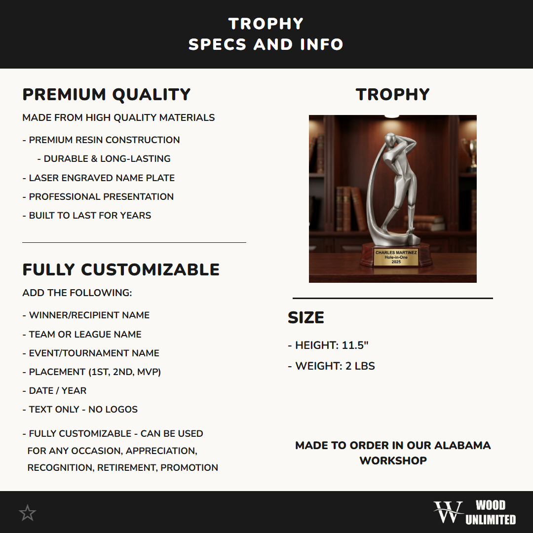 Personalized | Golf Award | Custom Engraved | Golf Trophy | Hole-in-One Award | Personalized Golf | Engraved Trophy | Custom Golfer