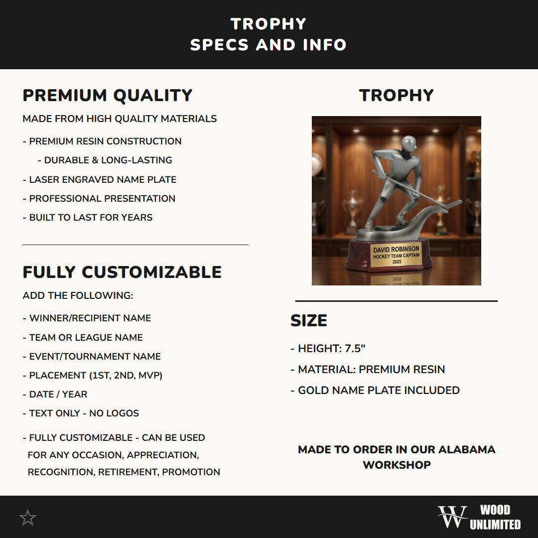 Hockey Award Trophy | Personalized Gift | Custom Engraved | Hockey Team Awards | Hockey Player Gift | Personalized Hockey Trophy