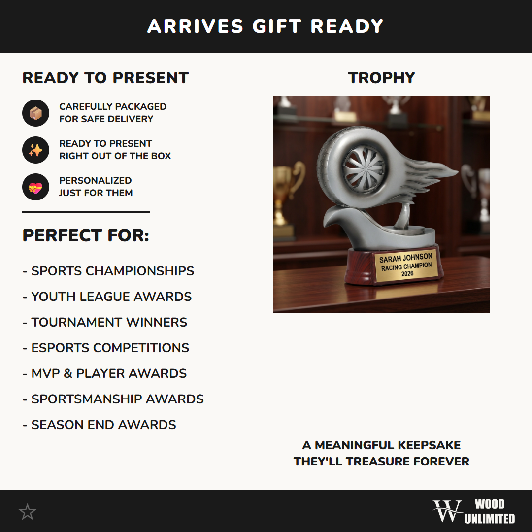 Personalized | Racing Award | Custom Engraved | Racing Trophy | Car Award | Go Kart | Motorsports | Engraved | Custom | Driver | Speed