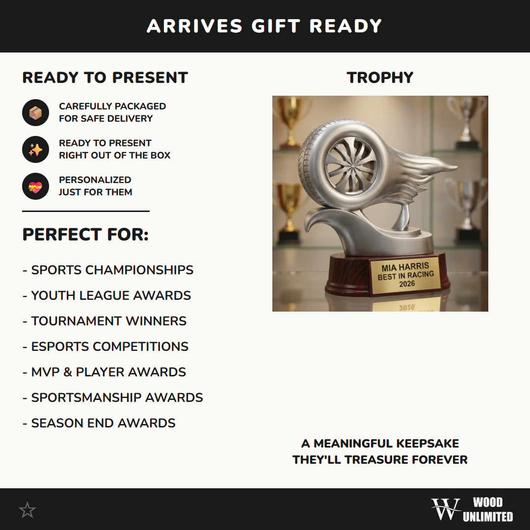 Personalized | Racing Award | Custom Engraved | Car | Trophy | Award | Custom | Engraved | Motorsports | Driver | Speed | Wheel