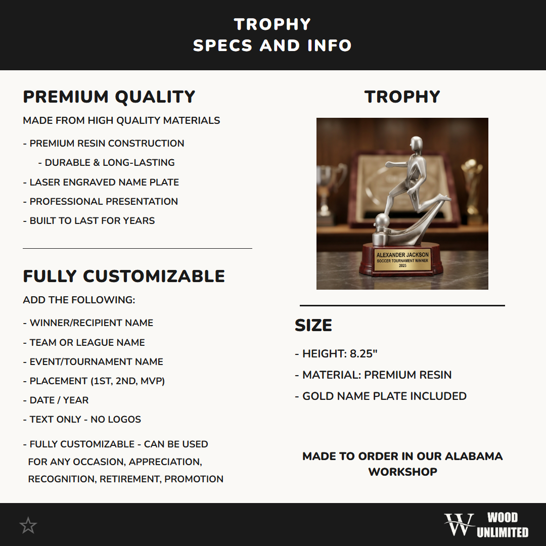 Soccer Award Trophy | Personalized Soccer Trophy | Custom Engraved | Soccer Gift | MVP Award | Golden Boot | Soccer Coach Gift