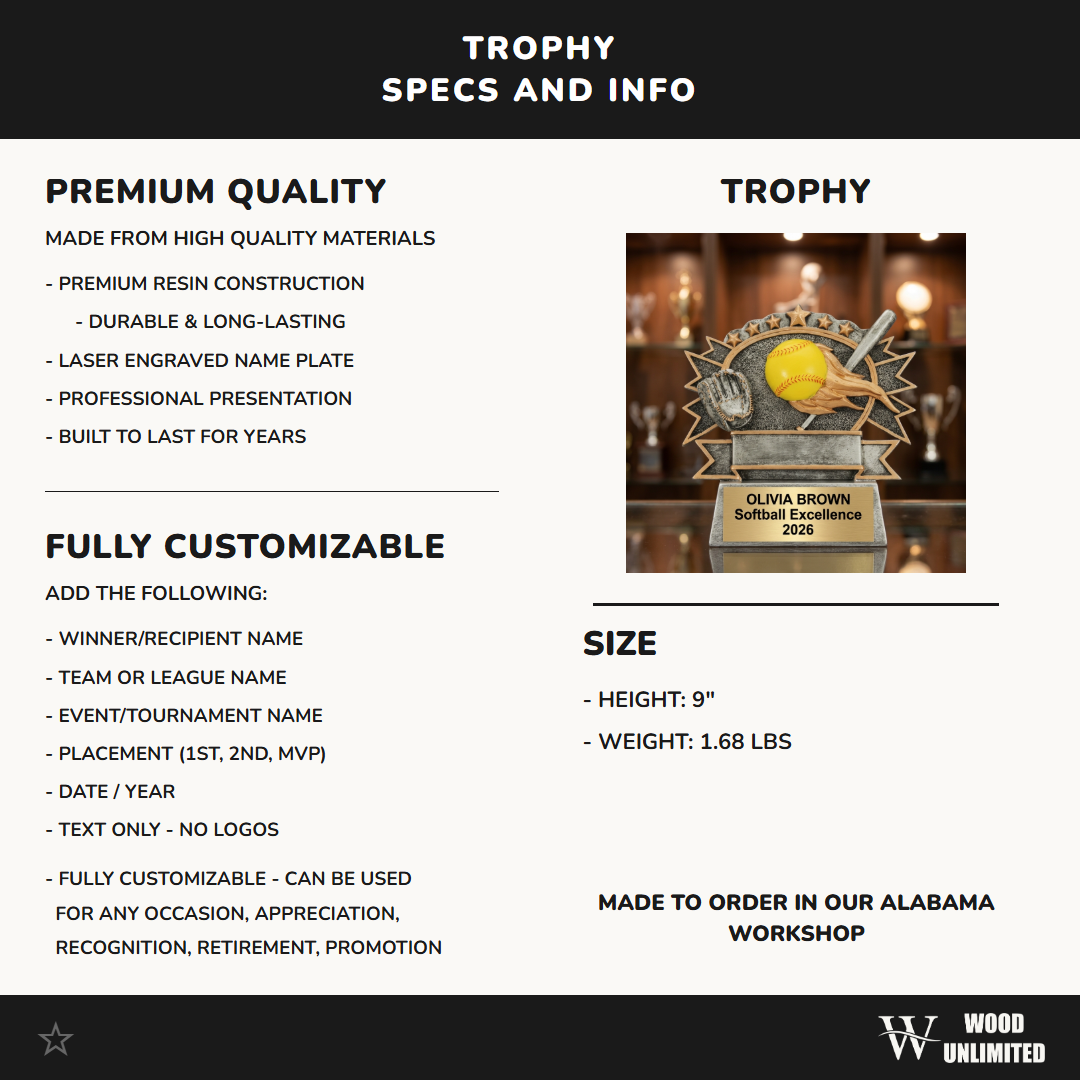 Personalized | Softball Award | Custom Engraved | Softball Trophy | Personalized Award | Team Gift | Coach Appreciation | MVP Recognition