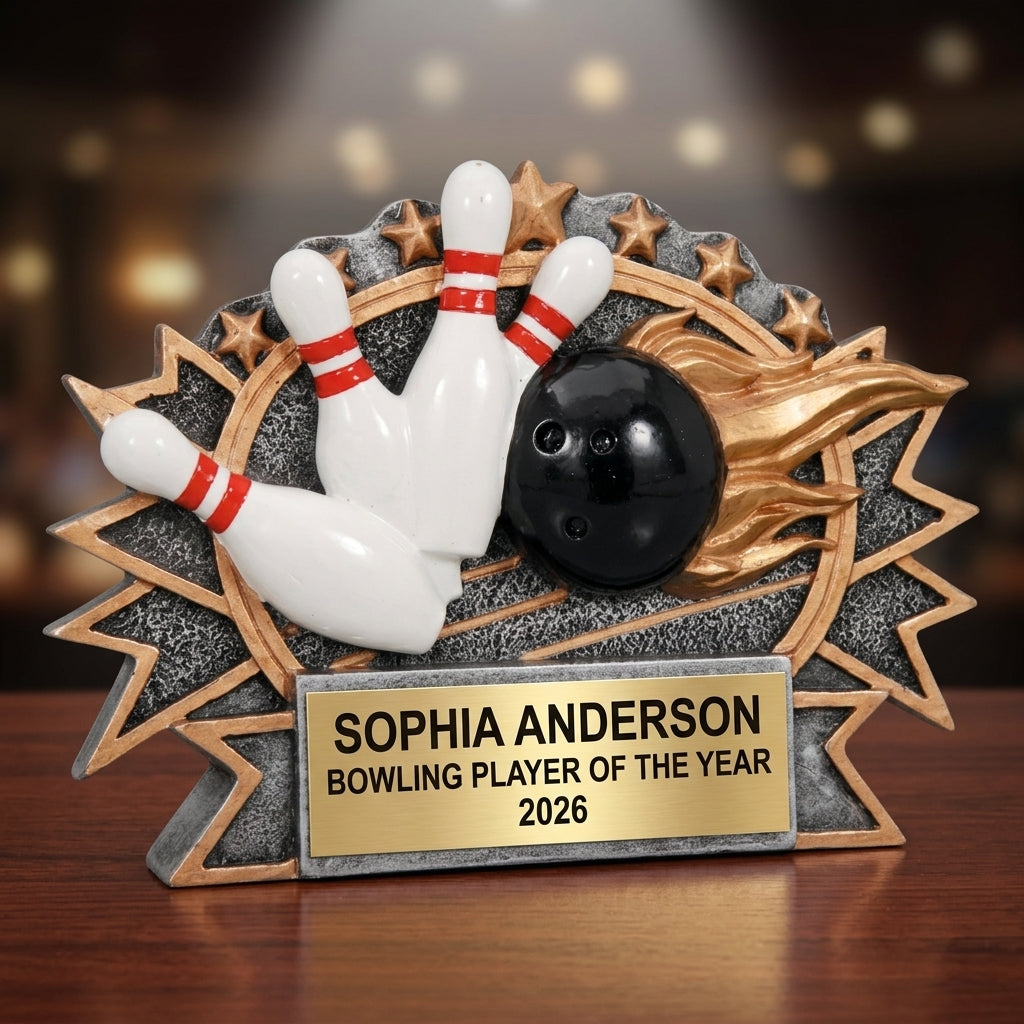Bowling Trophy Award | Personalized Bowling Award | Custom Engraved | Bowling Gift | Team Award | Tournament Trophy - View 2
