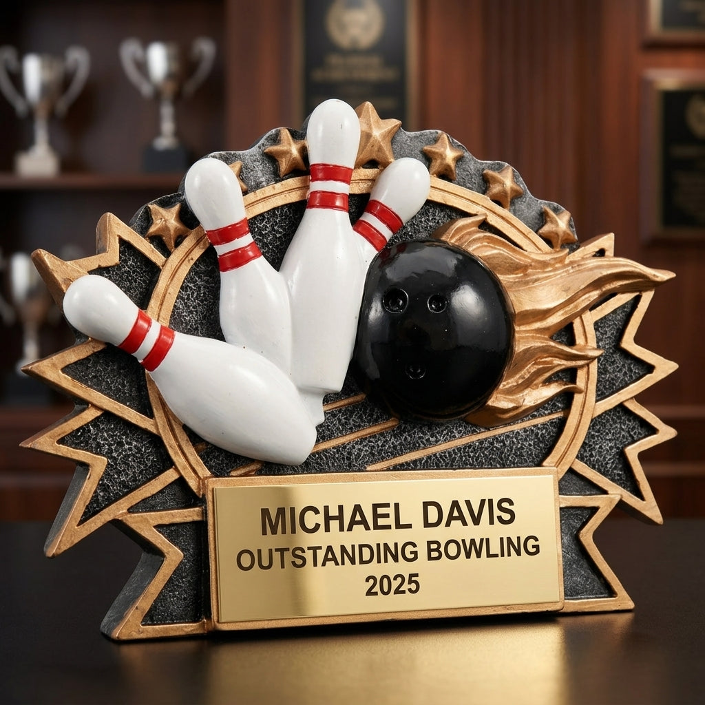 Bowling Trophy Award | Personalized Bowling Award | Custom Engraved | Bowling Gift | Team Award | Tournament Trophy - View 3