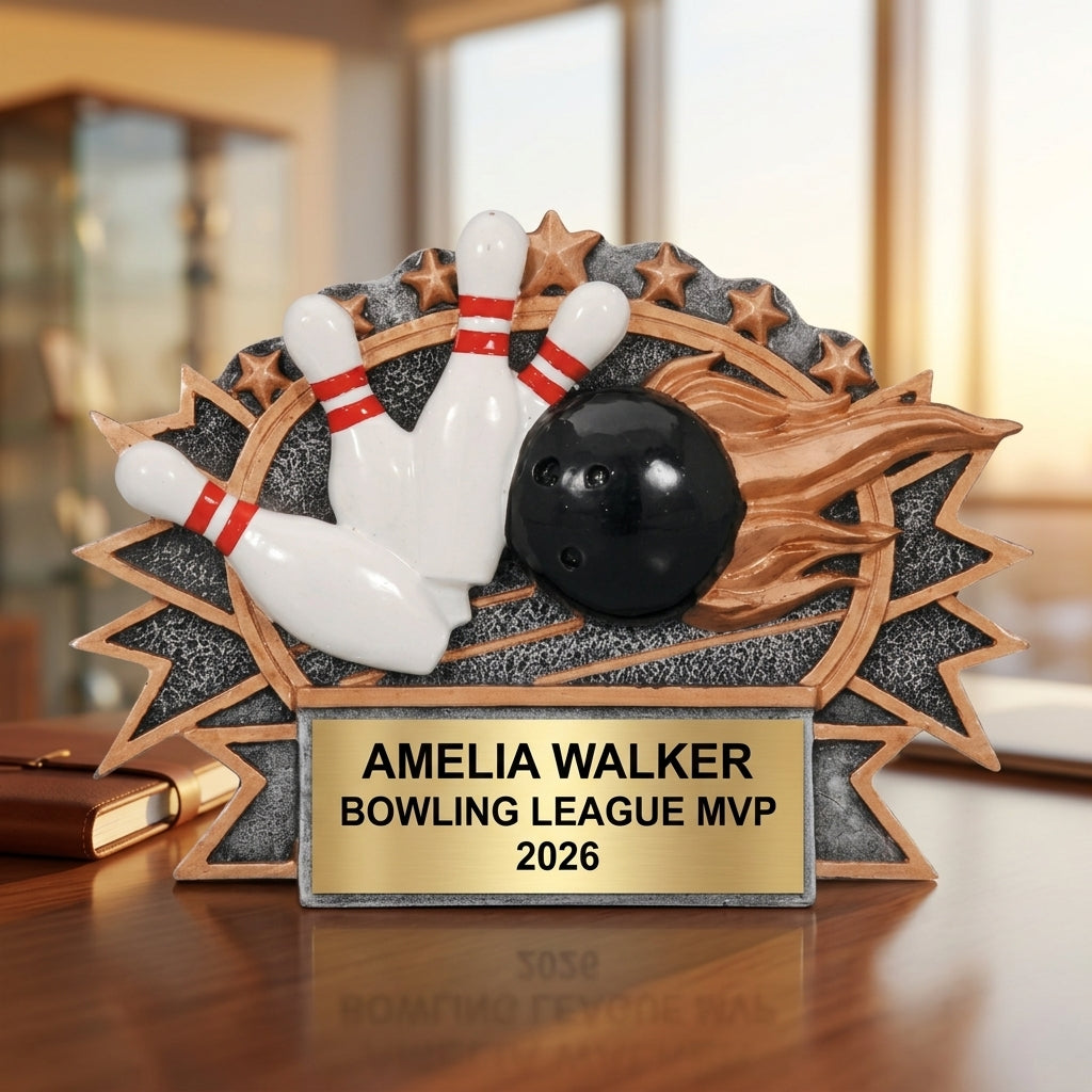 Bowling Trophy Award | Personalized Bowling Award | Custom Engraved | Bowling Gift | Team Award | Tournament Trophy - View 5