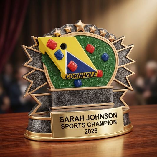 Personalized | Cornhole Award | Custom Engraved | Cornhole Trophy | Personalized Award | Engraved Plaque | Tournament Prize - View 2
