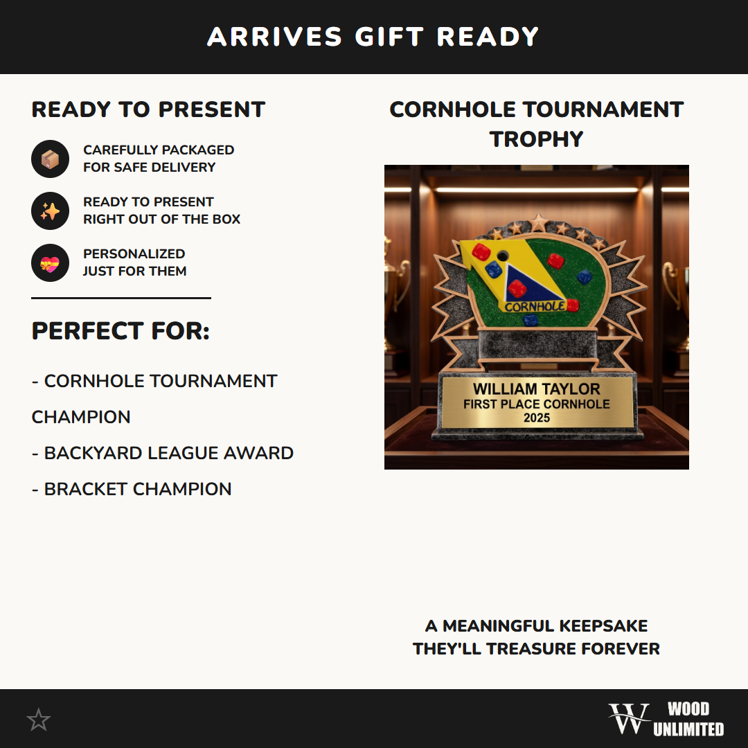 Personalized | Cornhole Award | Custom Engraved | Cornhole Trophy | Personalized Award | Engraved Plaque | Tournament Prize