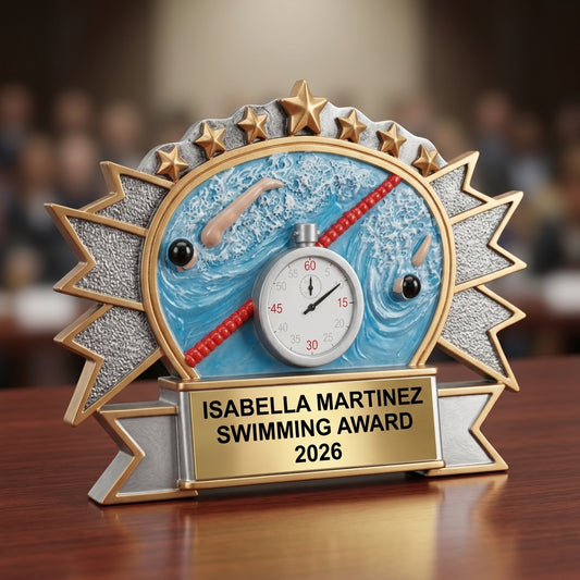 Swimming Award Trophy | Personalized | Custom Engraved Swim Trophy | Swimming Gift | Swim Team Award | Free Engraving - View 2