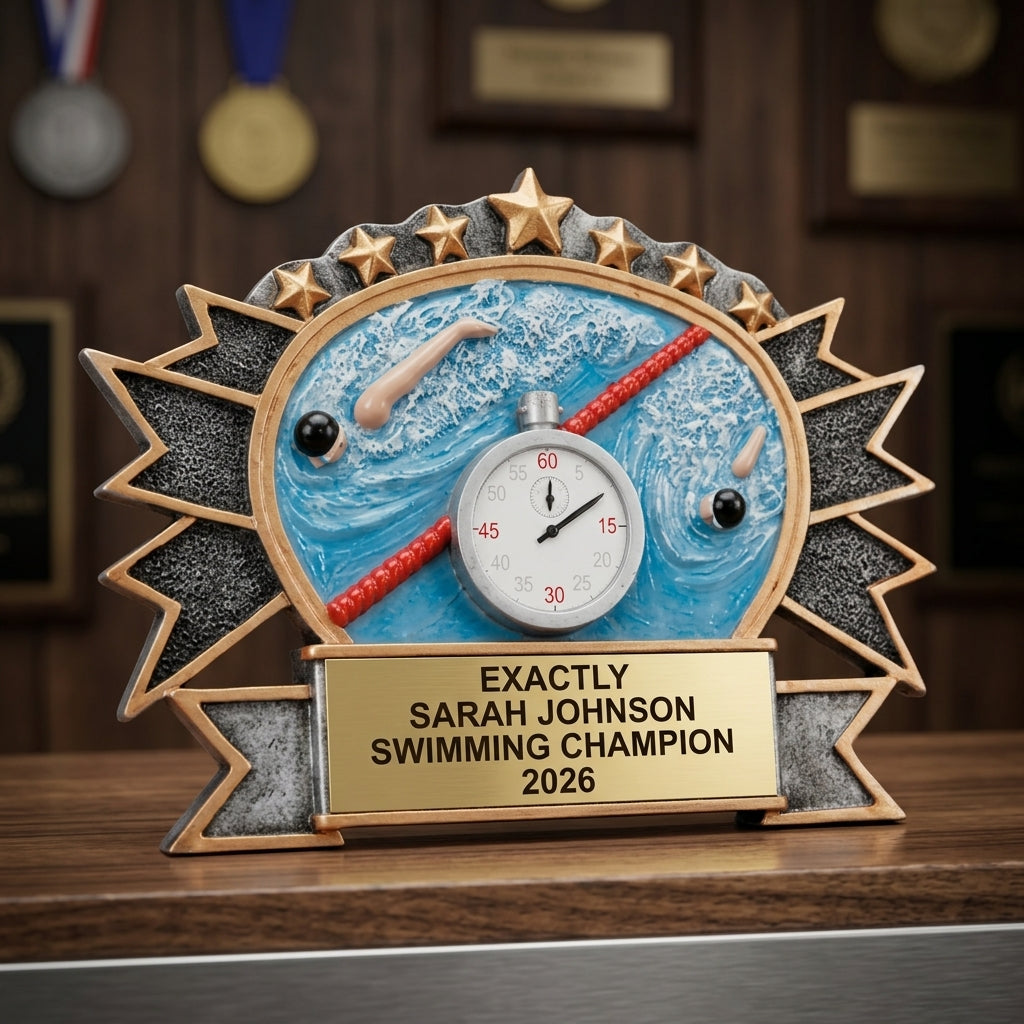 Swimming Award Trophy | Personalized | Custom Engraved Swim Trophy | Swimming Gift | Swim Team Award | Free Engraving - View 3