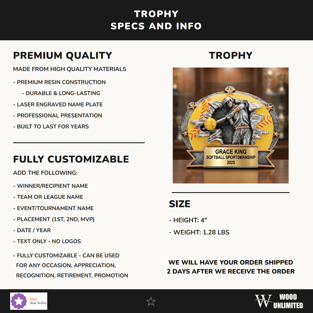 Softball Resin Figure Trophy 4"