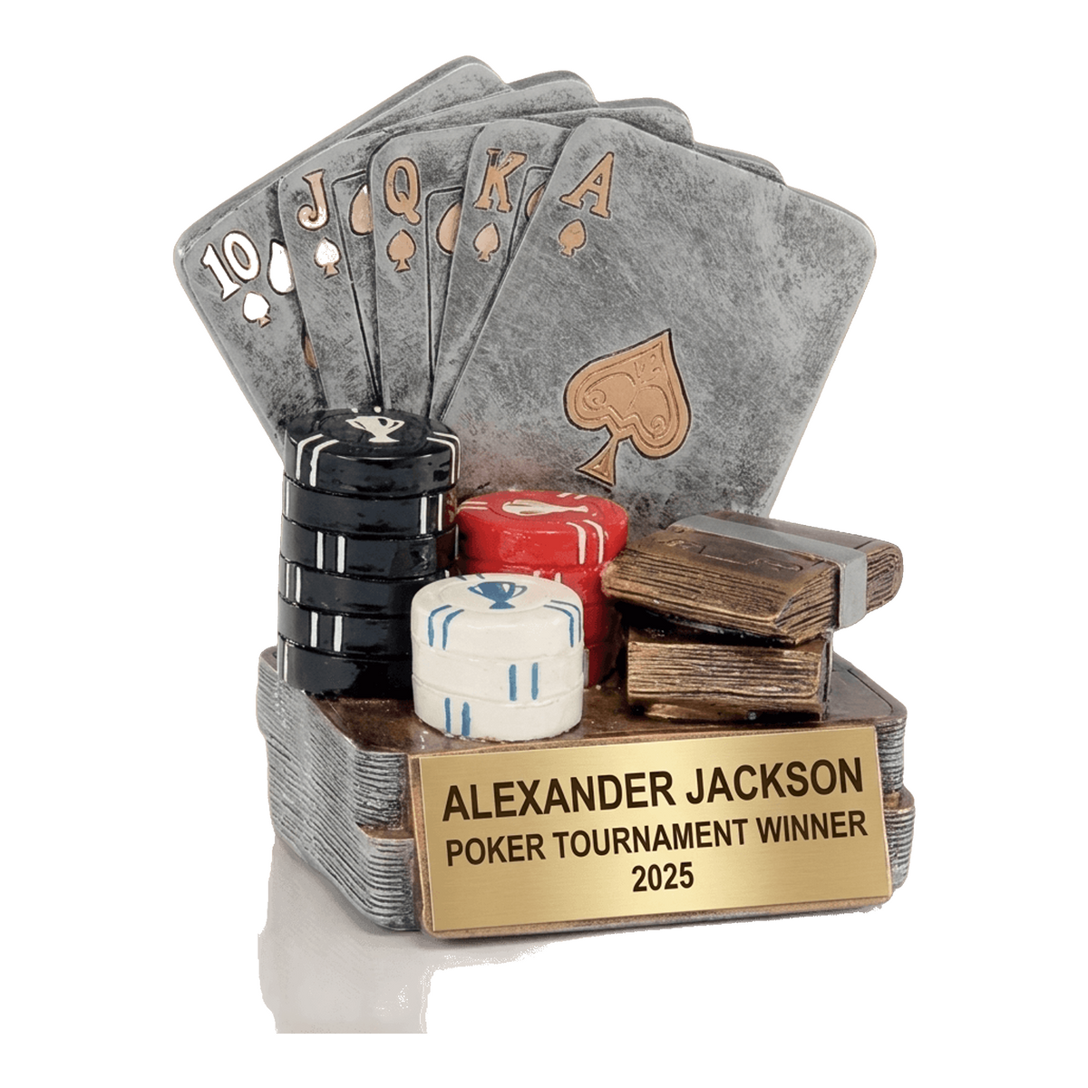 Personalized Poker Cards Achievement Trophy - Custom Laser Engraved Resin Award - Recognition Gift for Poker Players