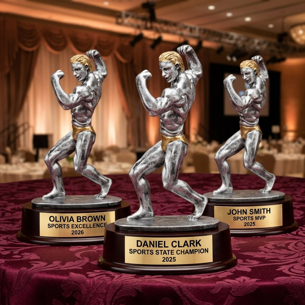 Bodybuilding Sports Trophy | Personalized Award | Custom Engraved | Male Bodybuilder | Weightlifting Gift | Competition Trophy - View 6