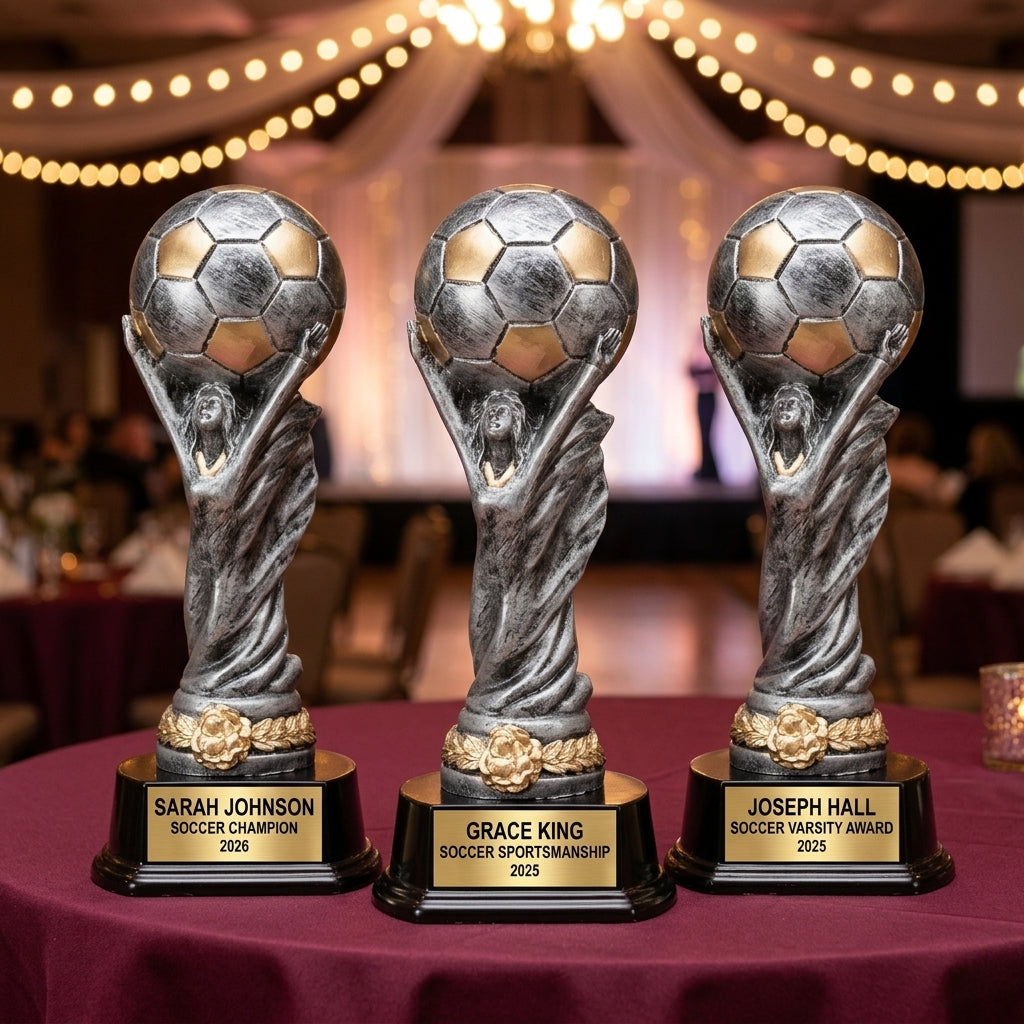 Soccer Award Trophy | Personalized | Custom Engraved | World Cup Style | Soccer Gift | MVP Award | Tournament Champion - View 6