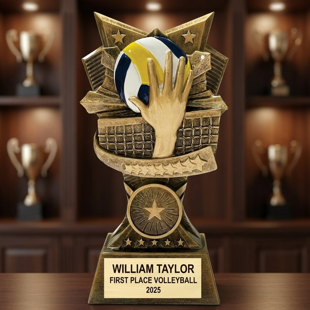 How to order a personalized volleyball trophy in 3 easy steps with custom name, team, and year engraving