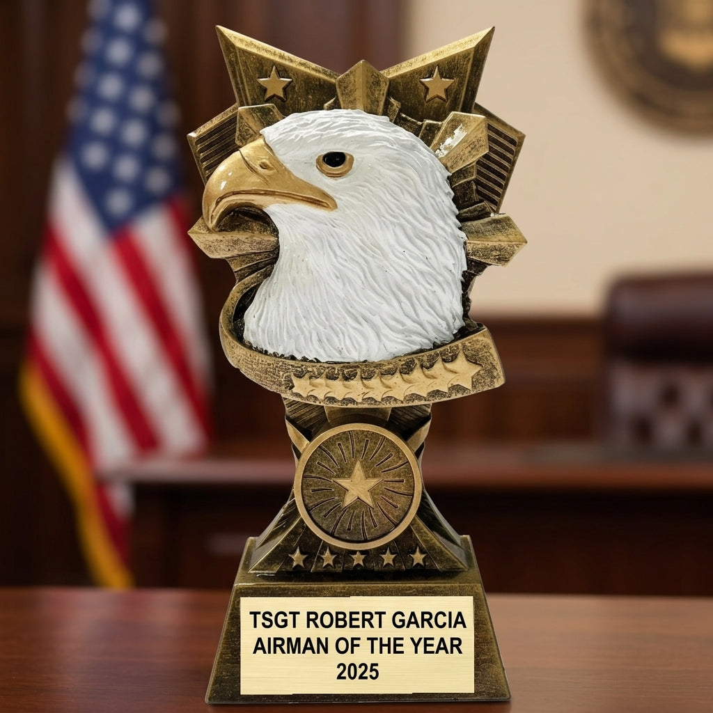Military Trophy Award | Personalized | Custom Engraved | Retirement Gift | Achievement Award | Veteran Gift - View 1