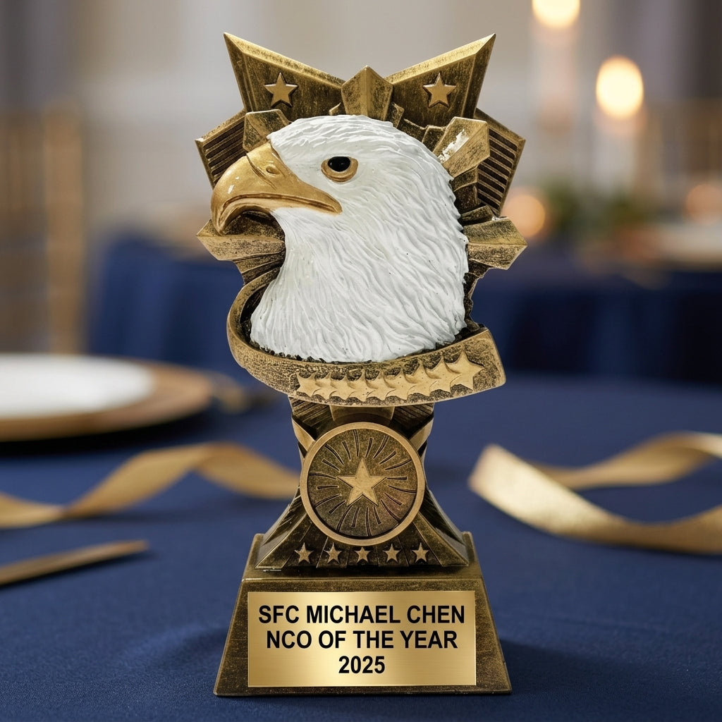 Military Trophy Award | Personalized | Custom Engraved | Retirement Gift | Achievement Award | Veteran Gift - View 2