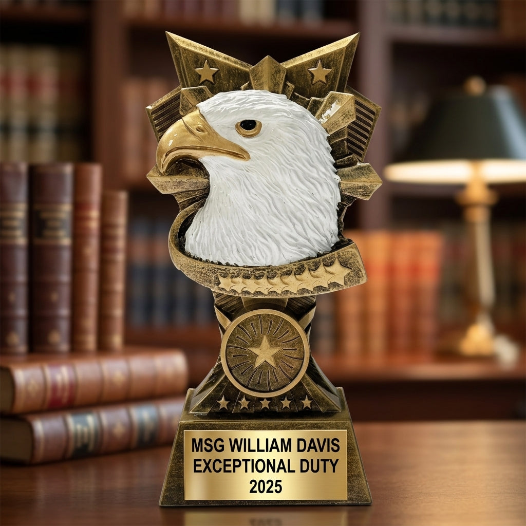 Military Trophy Award | Personalized | Custom Engraved | Retirement Gift | Achievement Award | Veteran Gift - View 3