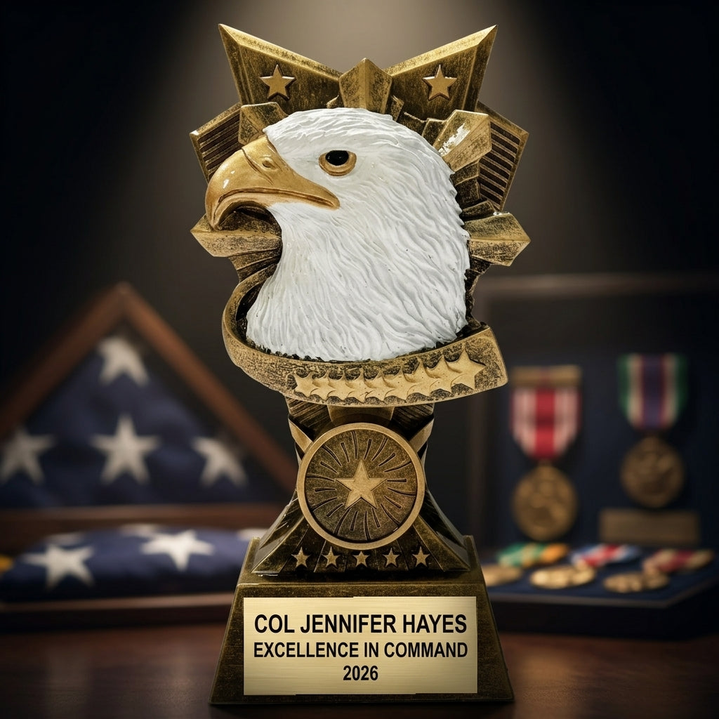 Military Trophy Award | Personalized | Custom Engraved | Retirement Gift | Achievement Award | Veteran Gift - View 4