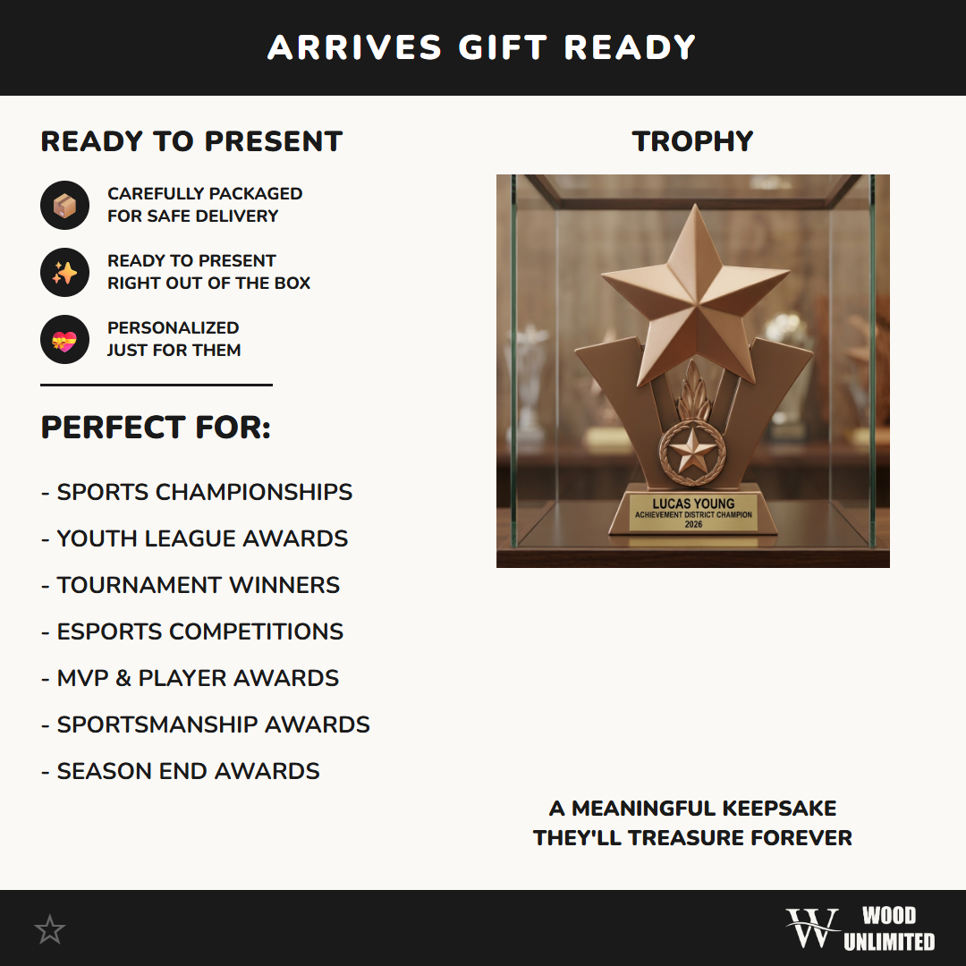 Personalized | Achievement Award | Custom Engraved | Engraved | Star | Trophy | Award | MVP | Custom | Recognition | Corporate