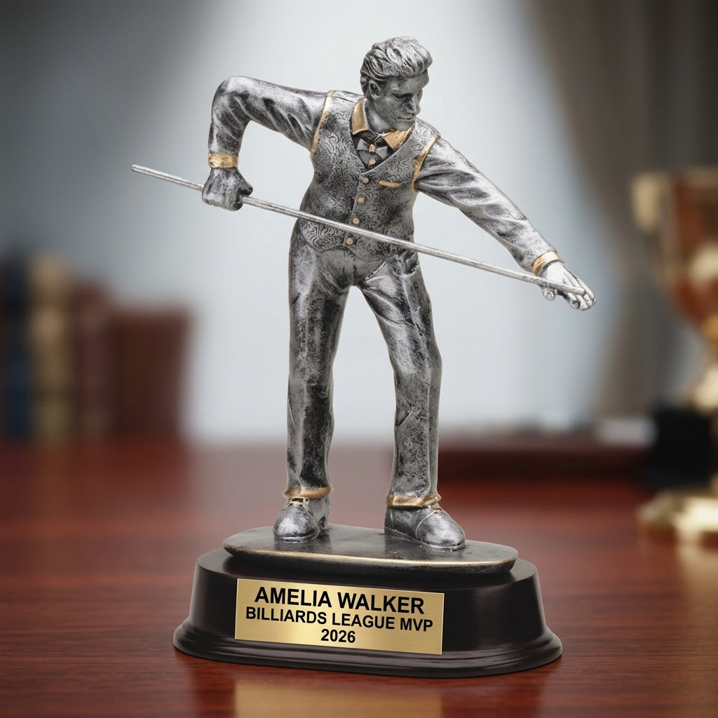 Billiards Trophy Award | Personalized | Custom Engraved | Billiards Gift | Pool Tournament Trophy | 8-Ball Award - View 2