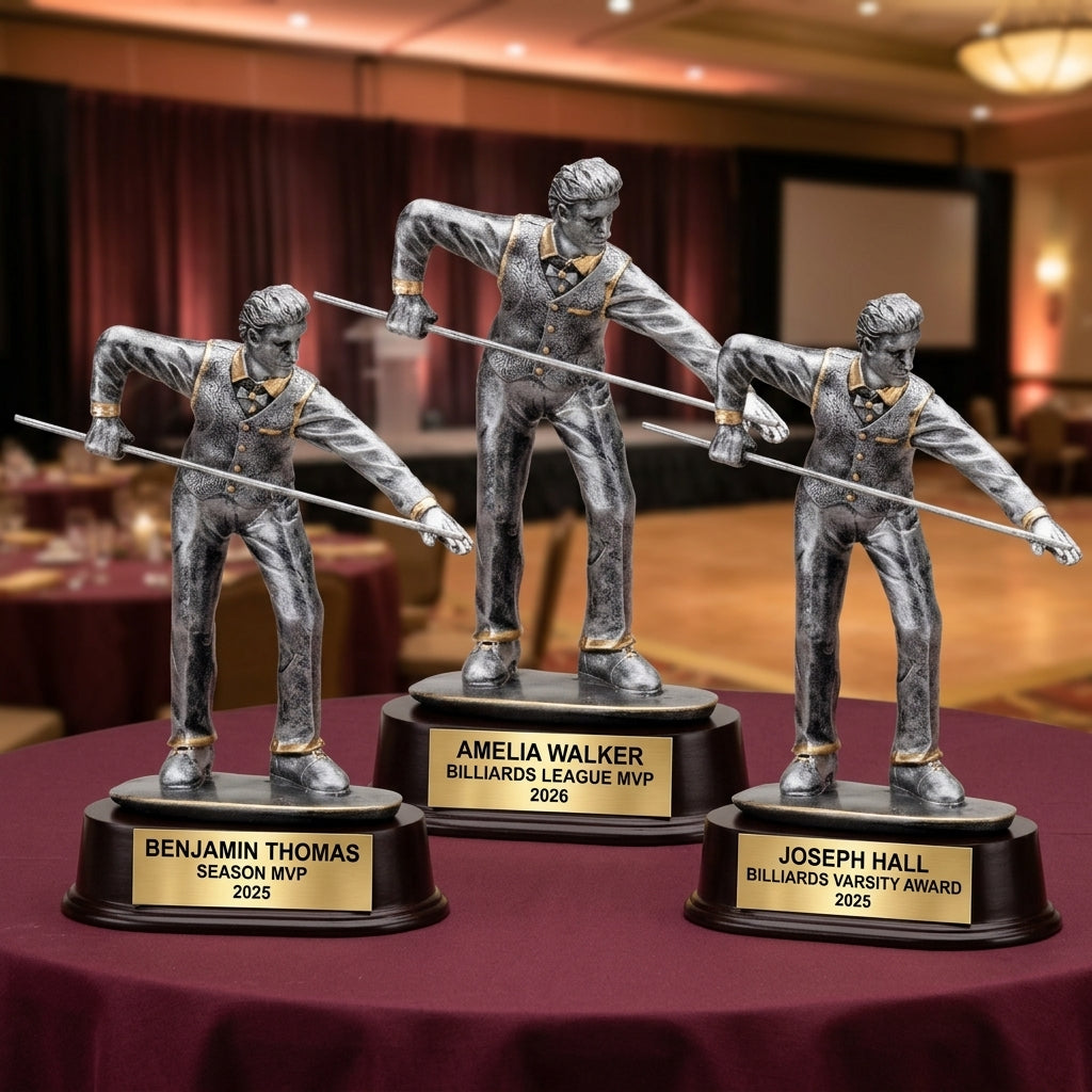 Billiards Trophy Award | Personalized | Custom Engraved | Billiards Gift | Pool Tournament Trophy | 8-Ball Award - View 6