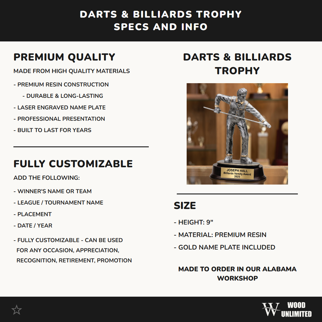 Billiards Award Trophy | Personalized Billiards Trophy | Custom Engraved | Pool Player Gift | Billiard Tournament Award