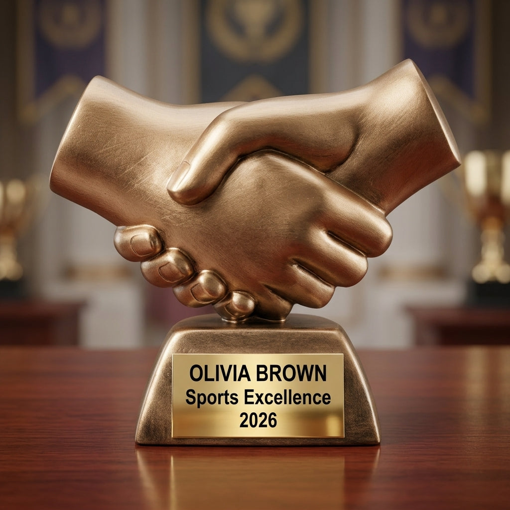 Personalized | Hand-Shake Award | Custom Engraved | Handshake Trophy | Partnership Award | Corporate Recognition | Employee Appreciation - View 2