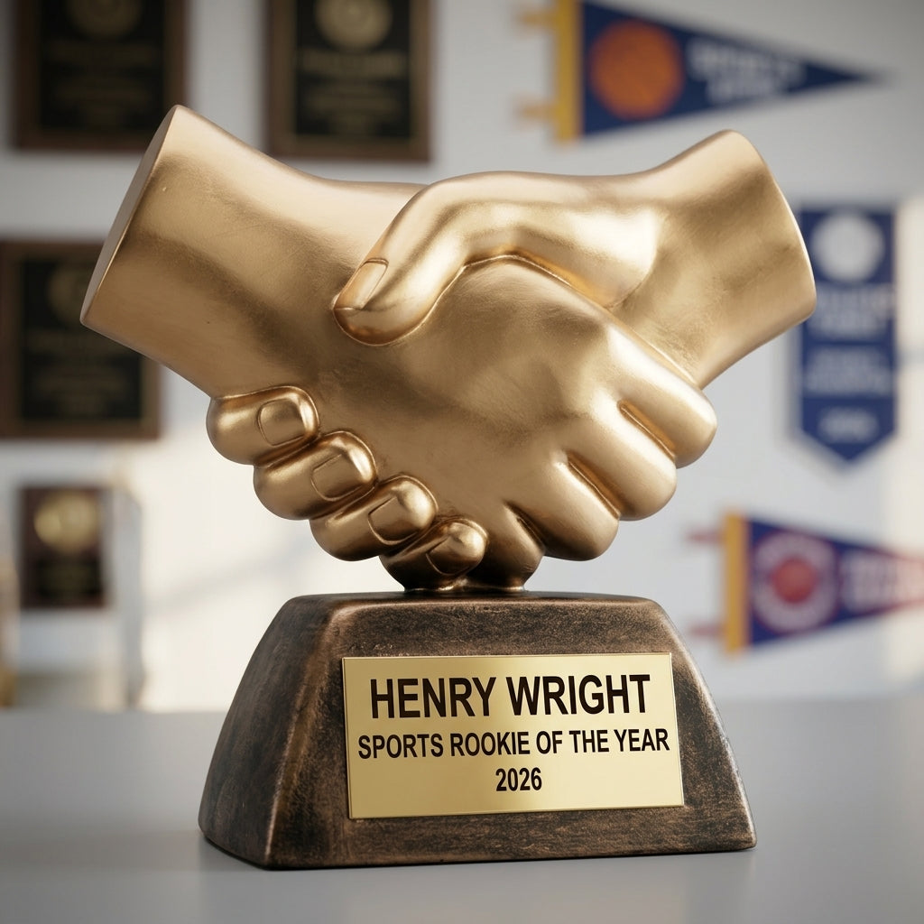 Personalized | Hand-Shake Award | Custom Engraved | Handshake Trophy | Partnership Award | Corporate Recognition | Employee Appreciation - View 3