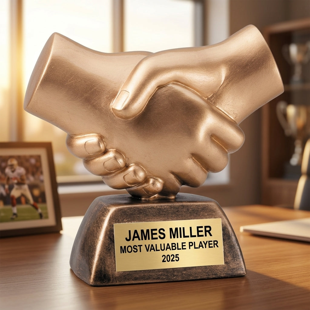 Personalized | Hand-Shake Award | Custom Engraved | Handshake Trophy | Partnership Award | Corporate Recognition | Employee Appreciation - View 5