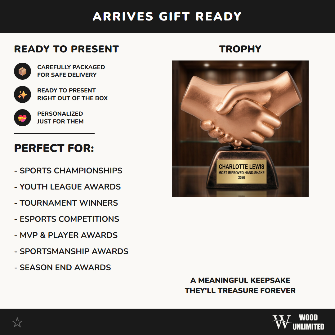 Personalized | Hand-Shake Award | Custom Engraved | Handshake Trophy | Partnership Award | Corporate Recognition | Employee Appreciation