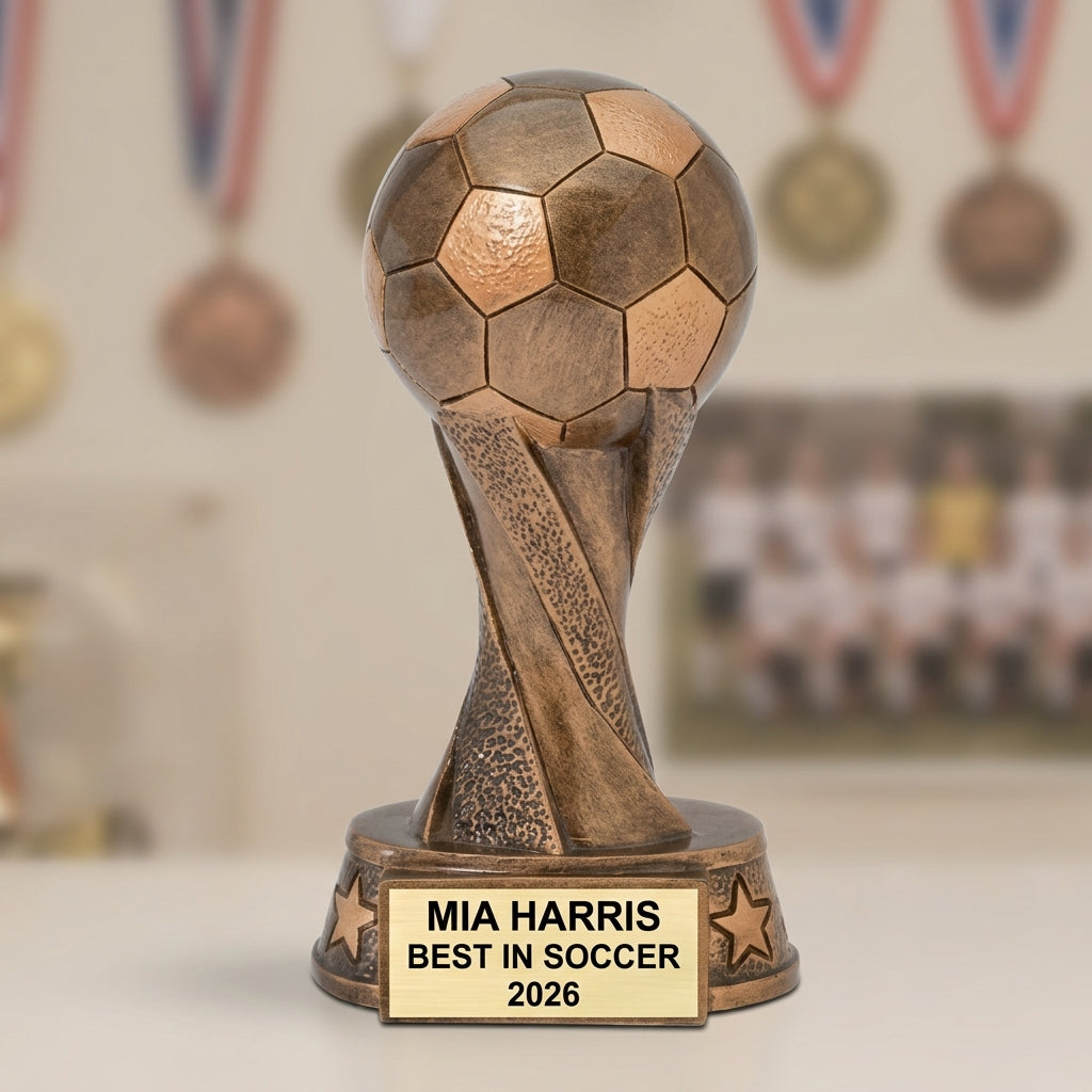 Soccer Trophy Award | Personalized | Custom Engraved | Soccer Gift | MVP Trophy | Soccer Tournament | Soccer Coach Gift - View 3