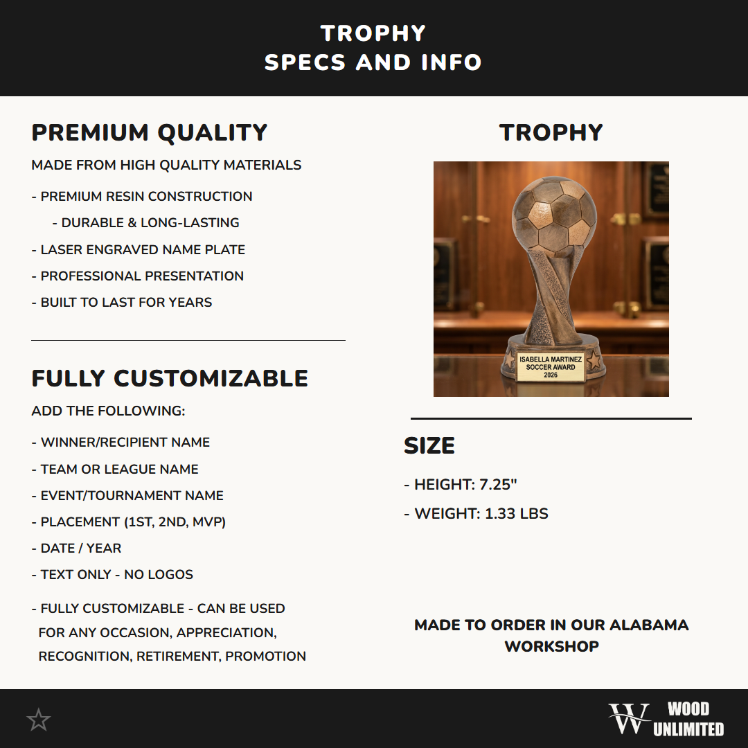 Personalized | Soccer Award | Custom Engraved | Soccer Trophy | Personalized Award | Youth Soccer | Team Award | MVP Trophy | Championship