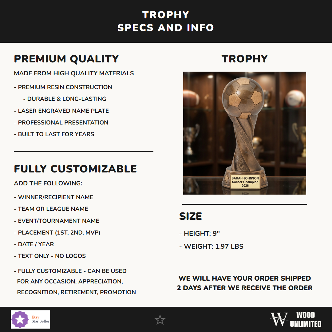 Soccer Resin Figure Trophy 9"