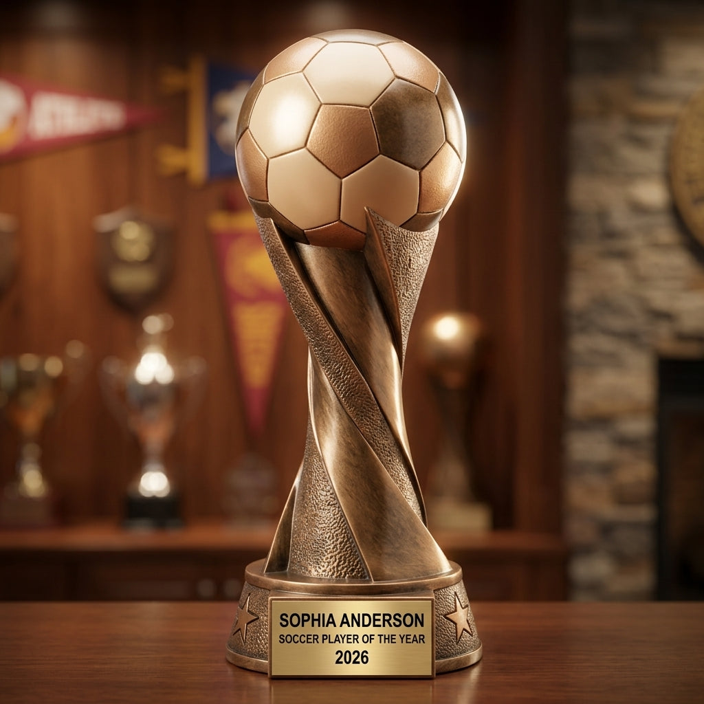 Soccer Award Trophy | Personalized | Custom Engraved | Soccer Gift | MVP Award | Team Trophy | Soccer Tournament | Coaches Gift - View 3