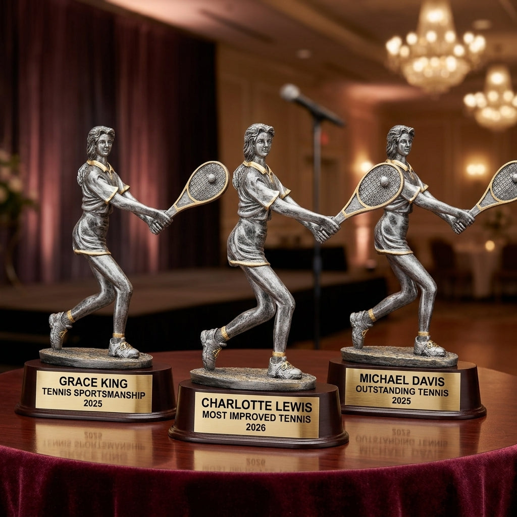 Tennis Award Trophy | Personalized | Custom Engraved | Female Tennis Player | Champion | Tennis Gift | Wood Unlimited - View 6