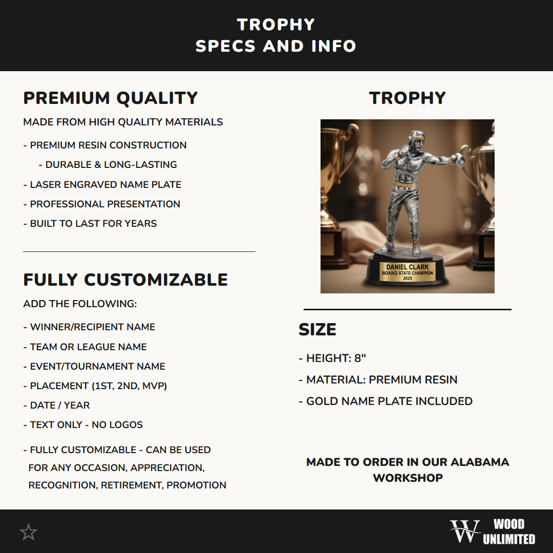 Boxing Award Trophy | Personalized | Custom Engraved | Boxing Gift | Boxing Tournament | Personalized Boxing Trophy