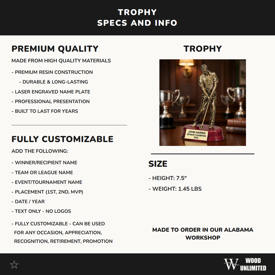 Personalized | Golf Award | Custom Engraved | Golf Trophy | Engraved Award | Personalized Golfer | Tournament Prize | Custom Golf