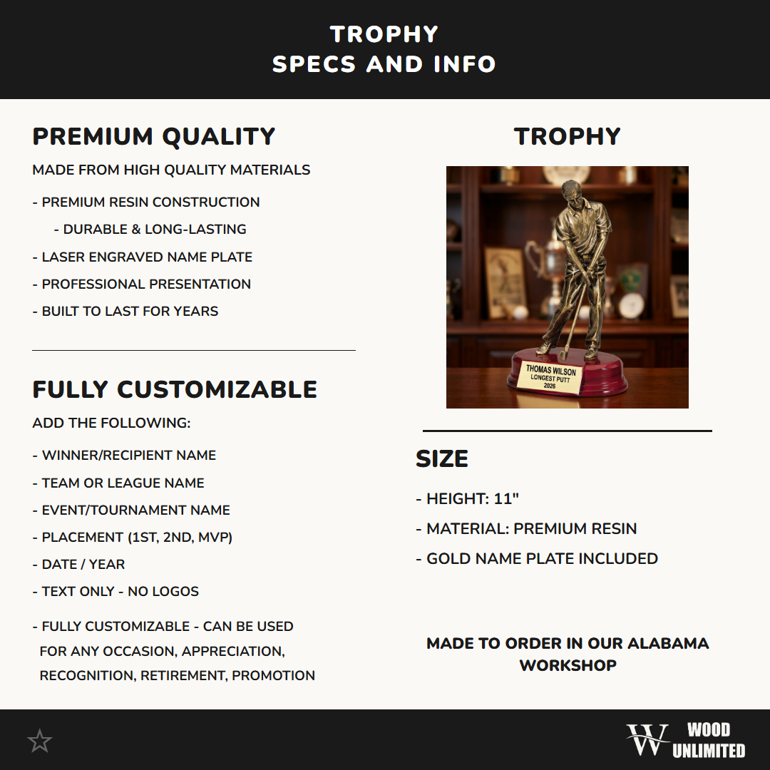 Golf Award Trophy | Personalized Golf Gift | Custom Engraved Golf Prize | Golf Tournament Trophy | Hole in One Award | Golf Champion