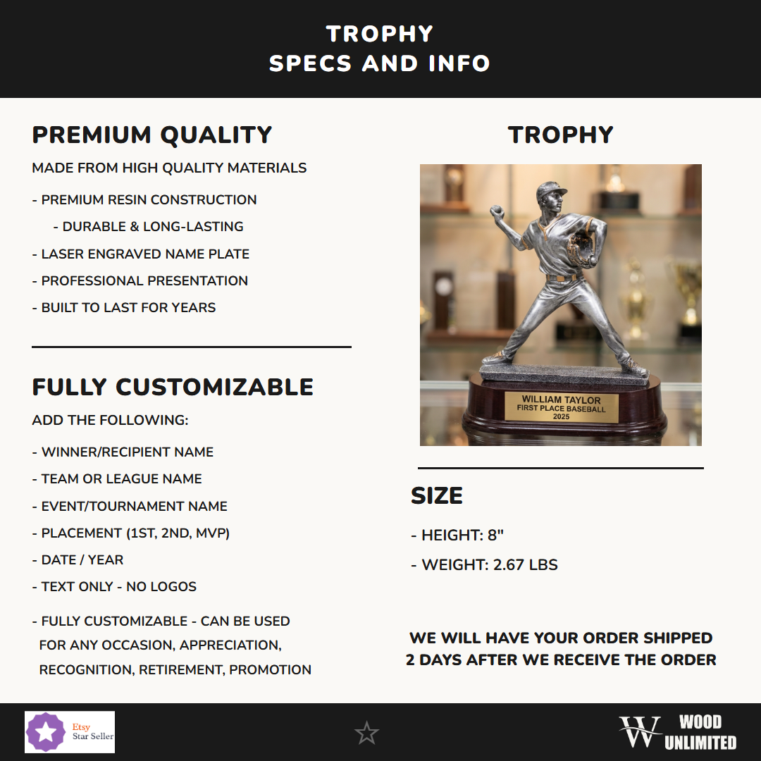 Baseball Resin Figure Trophy 8"
