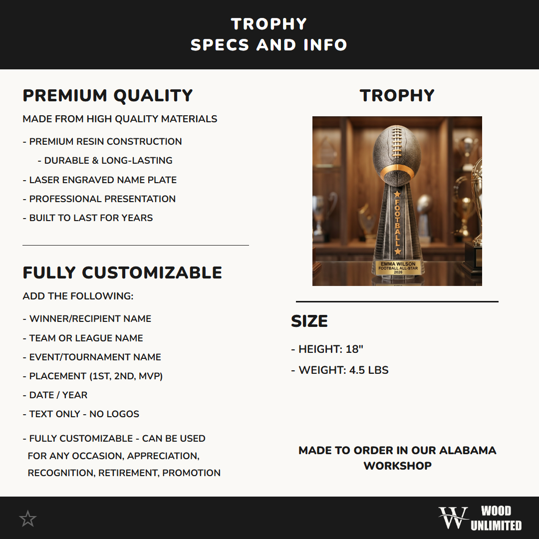 Personalized | Football Award | Custom Engraved | Football Trophy | Personalized Award | Engraved Trophy | Custom Football | MVP Award