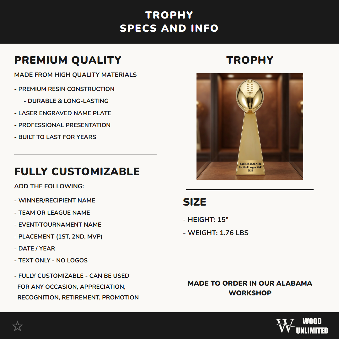 Personalized | Football Award | Custom Engraved | Football Trophy | Fantasy Football | MVP Award | League Champion | Engraved Custom
