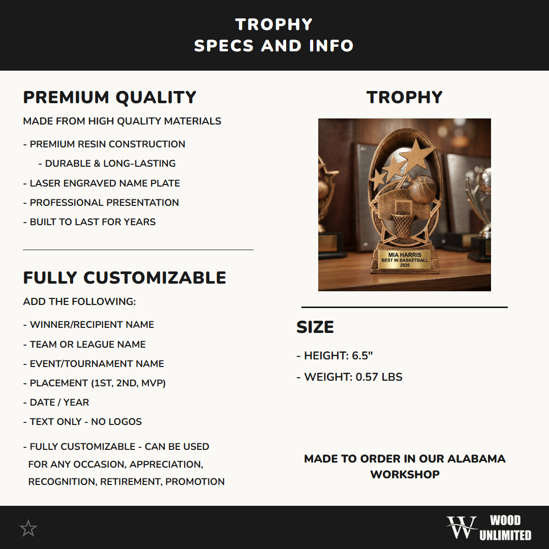 Personalized – Style RF1502B | Basketball Award | Custom Engraved | Basketball Trophy | Personalized Award | Engraved Trophy | Youth Basketball