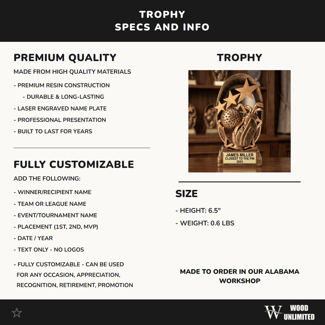 Personalized | Golf Award | Custom Engraved | Trophy | Award | Engraved | Custom | Tournament | League | Golfer | Gift | Golf Trophy