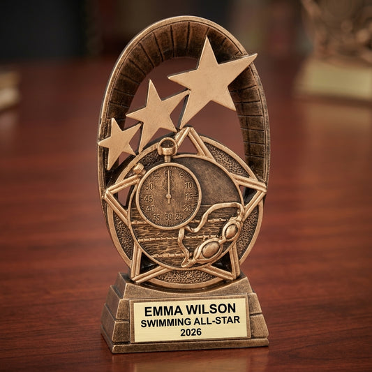 Personalized | Swimming Award | Custom Engraved | Swimming Trophy | Swim Award | Engraved | Team Recognition | Coach Gift | MVP MVS - View 2