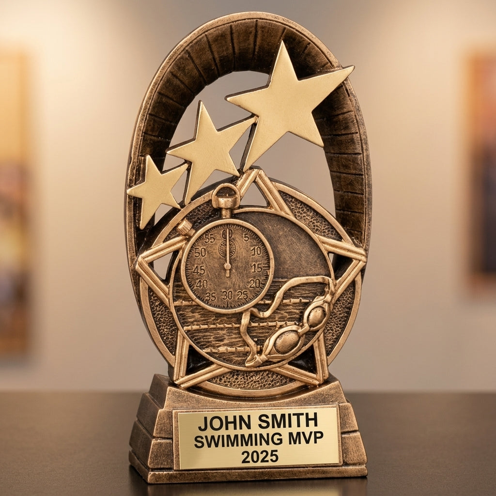Personalized | Swimming Award | Custom Engraved | Swimming Trophy | Swim Award | Engraved | Team Recognition | Coach Gift | MVP MVS - View 3