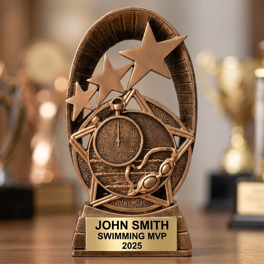 Personalized | Swimming Award | Custom Engraved | Swimming Trophy | Swim Award | Engraved | Team Recognition | Coach Gift | MVP MVS - View 4