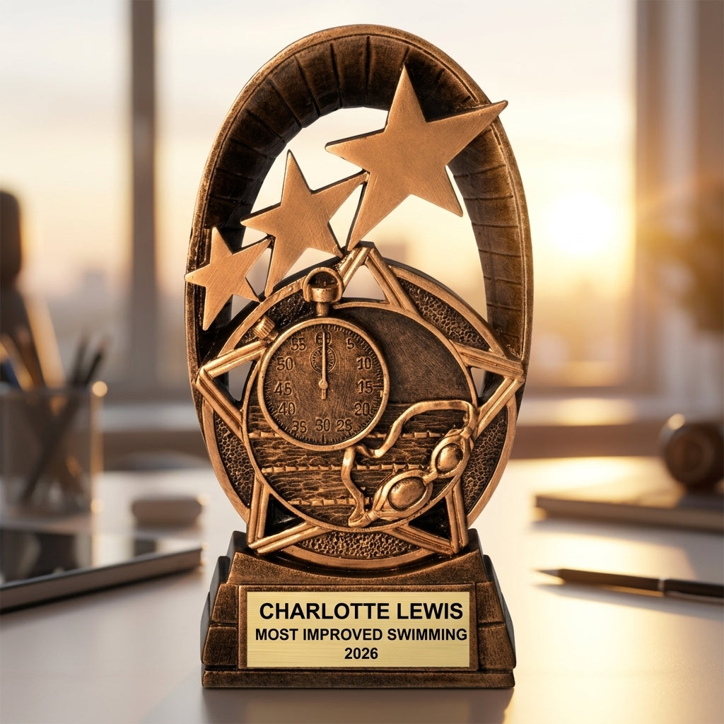 Personalized | Swimming Award | Custom Engraved | Swimming Trophy | Swim Award | Engraved | Team Recognition | Coach Gift | MVP MVS - View 5