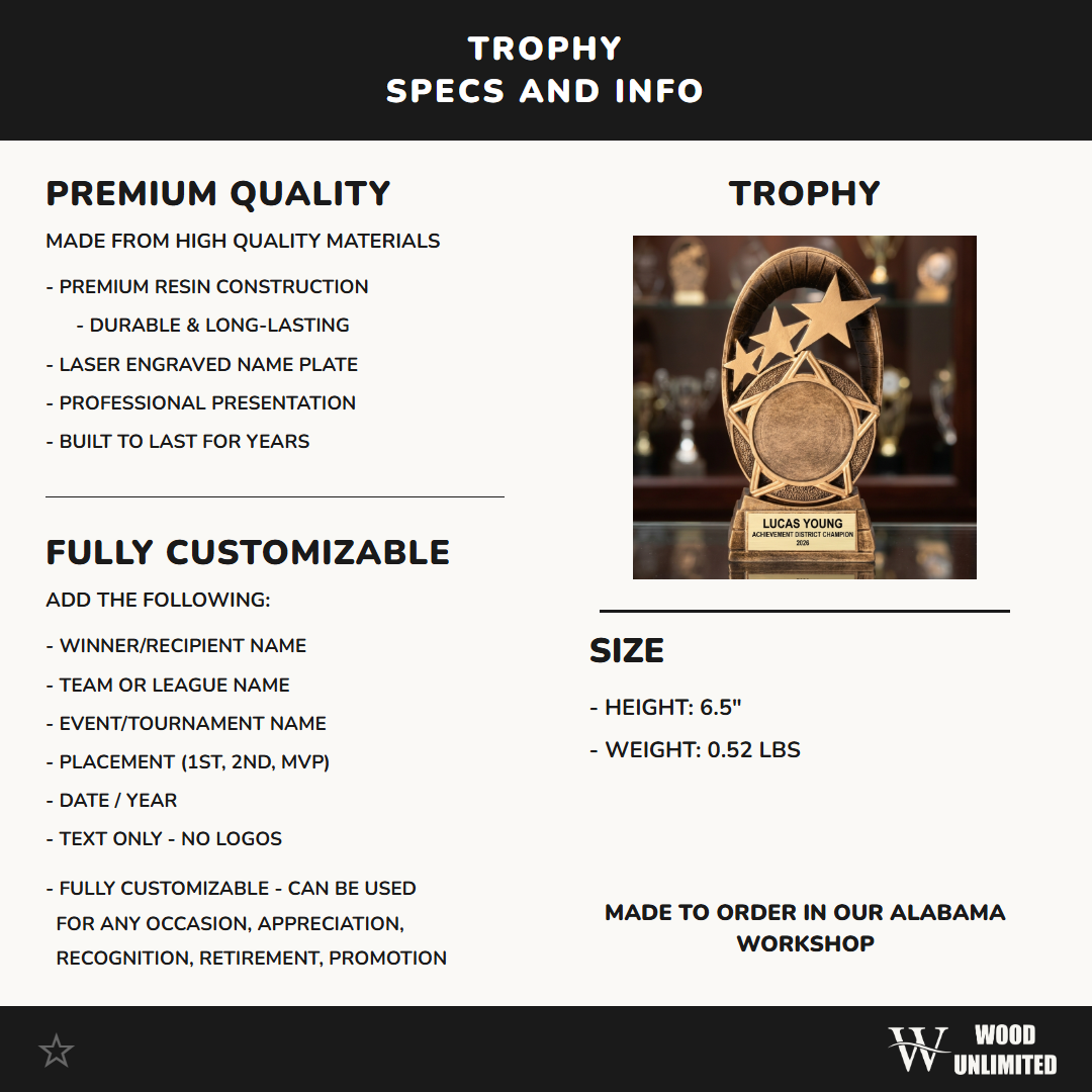 Personalized | Achievement Award | Custom Engraved | Custom Trophy | Engraved Award | MVP Trophy | Star Award | Personalized Gift