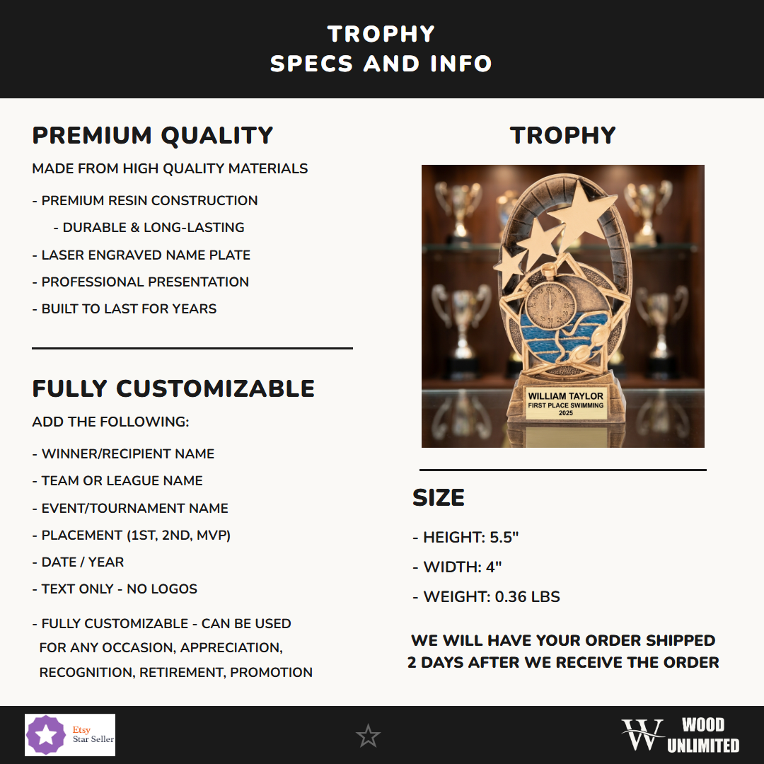 Swimming Resin Figure Trophy 5.5"
