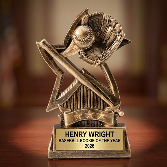 Baseball Award Trophy | Personalized | Custom Engraved Name Plate | Baseball MVP | All-Star | Team Awards - View 2